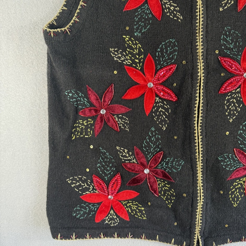White Stag Women's‎ Plus Christmas Poinsettia Zip Vest M (18W/20W) - Picture 3 of 10